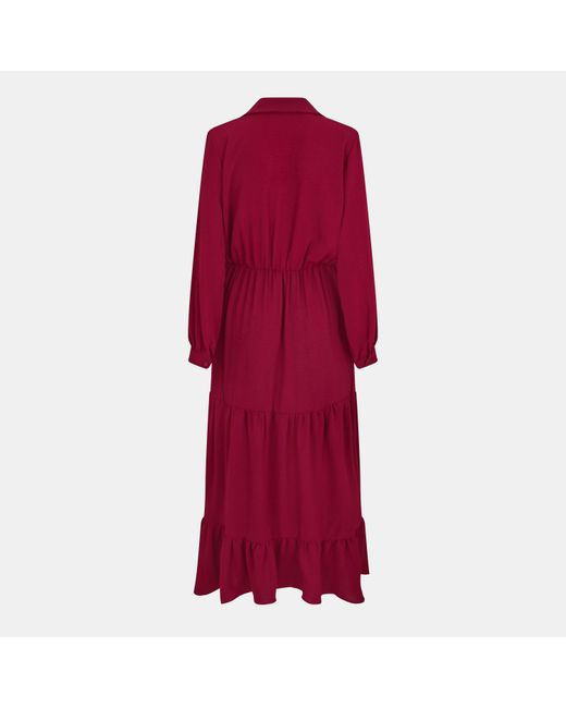 AX Paris Red Wine Long Sleeve Wrap Top Smock Midi Dress