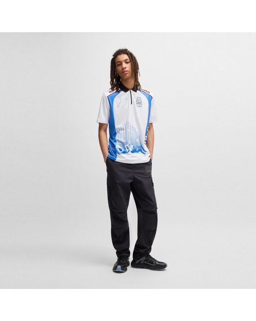 HUGO Blue Short Sleeve Polo Shirt for men