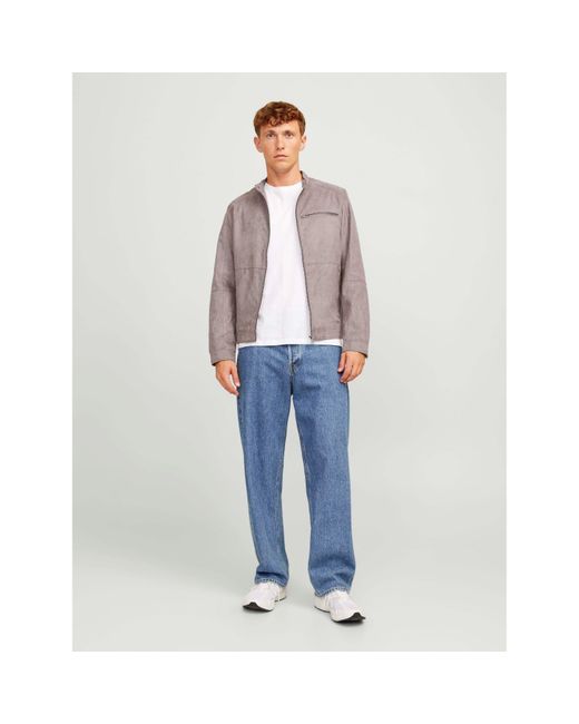 Jack & Jones Gray Dylan Biker Jacket for men