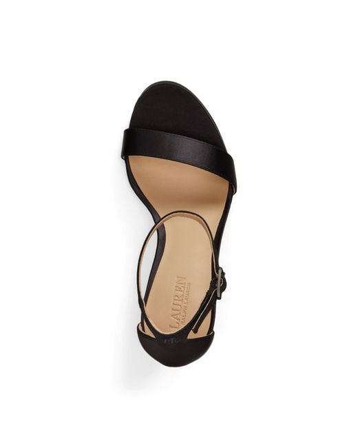 Ralph Lauren Black Allie Pavé-Buckle Satin Sandal