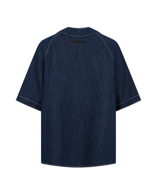 7 For All Mankind Blue Plain Short Sleeve Shirt for men