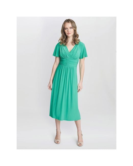 Gina Bacconi Green Frieda Jersey Print Dress