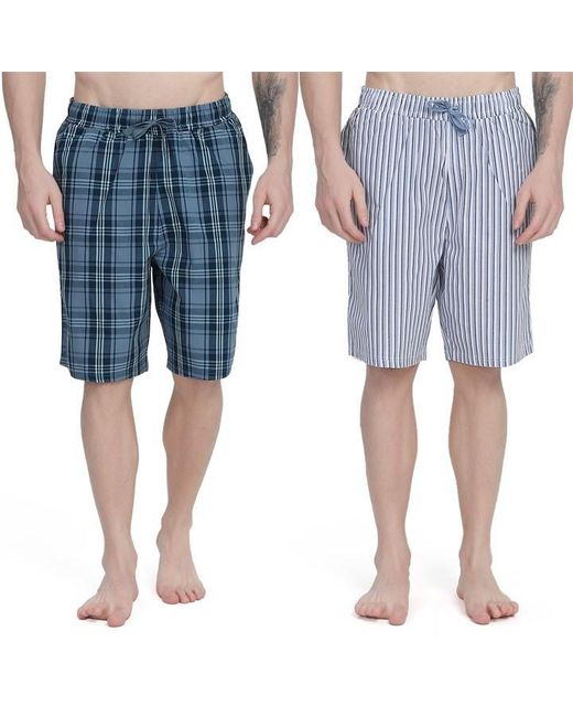 Howick Blue 2 Pack Woven Pyjama Shorts for men