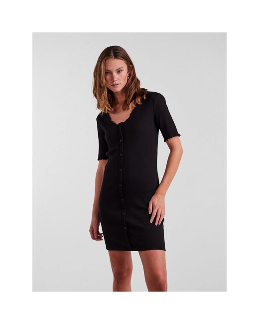 Pieces Black Nukisa V-Neck Mini Dress