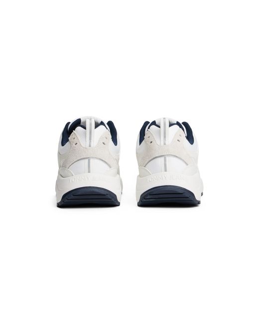 Tommy Hilfiger White Logo Mixed Texture Trainers for men