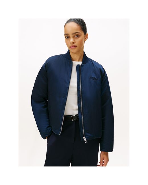 Tommy Hilfiger Blue Ribbed Trim Zip-Through Bomber Jacket