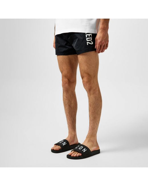 DSquared² Black Icon Logo Sliders for men