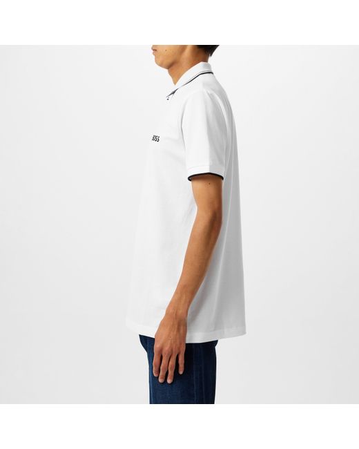 Boss White Paddy Pro Premium Cotton Polo Shirt for men