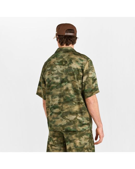 Amiri Green Quad Camoflage Short-Sleeve Woven Camp Shirt for men