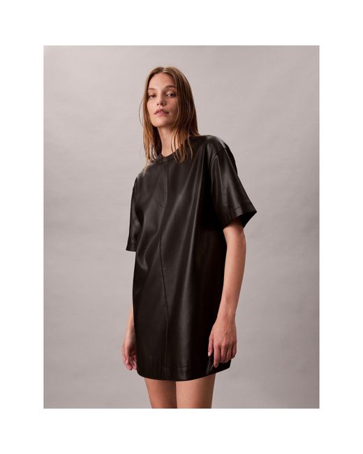 Calvin Klein Black Textured T-Shirt Dress