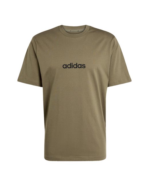 Adidas Green S Essentials Single Jersey Linear Embroidered Logo Khaki Linear 3xl for men