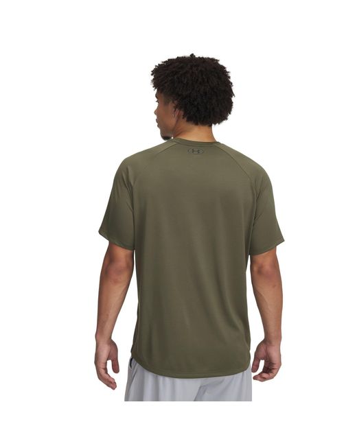 Under Armour Green Spring Tech Print Short-Sleeve Performance Gym Top for men