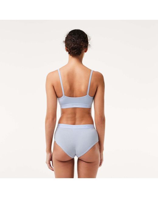 Lacoste Blue Stretch Cotton Logo Band Bralette
