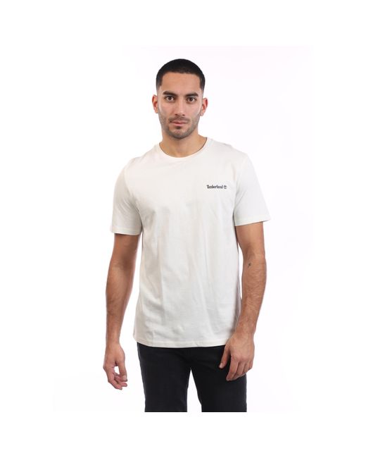 Timberland White Small Linear Logo Print T-Shirt for men