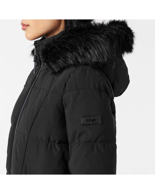 DKNY Black Quilted Fur Hood Tailored Fit Medium Puffer Jacket
