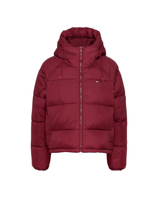 Tommy Hilfiger Red Recycled Hooded Short Puffer Jacket