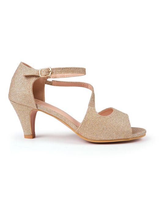 Where's That From Pink Champagne Glitter Beatrice Low Kitten Heels