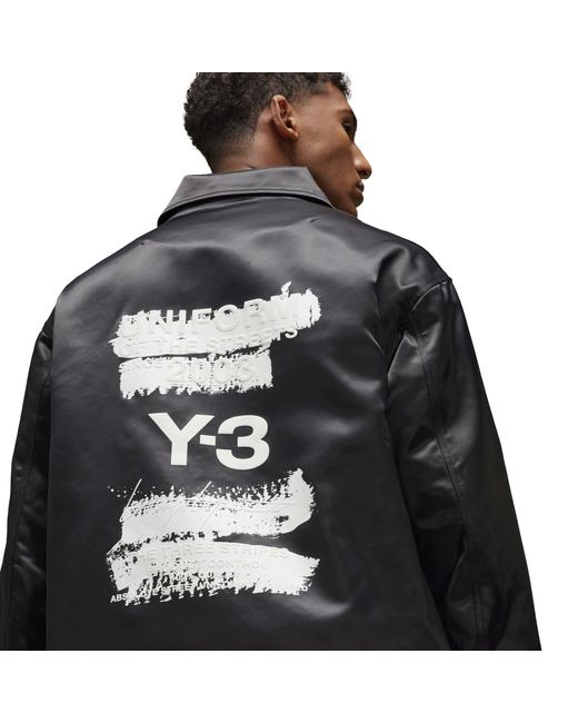 Y-3 Black Graphic Long Sleeve Coach Jacket for men