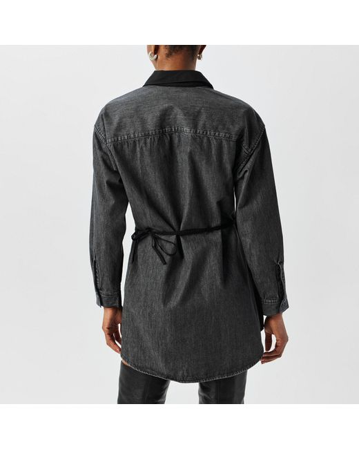 DIESEL Black Structured Button-Down Shirt Dress