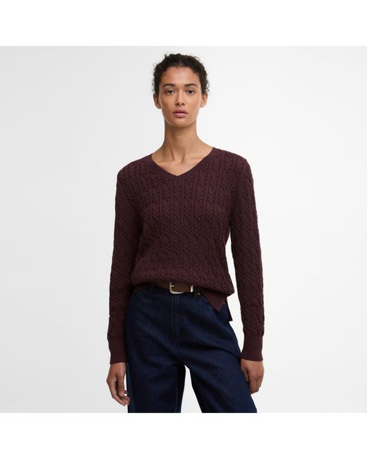 Barbour Purple Hampton V-Neck Knit
