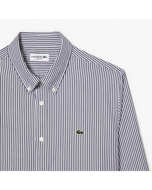 Lacoste Purple Regular-Fit Striped Cotton Shirt for men