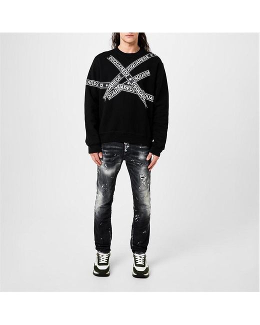DSquared² Black Tape Crew Sweatshirt for men