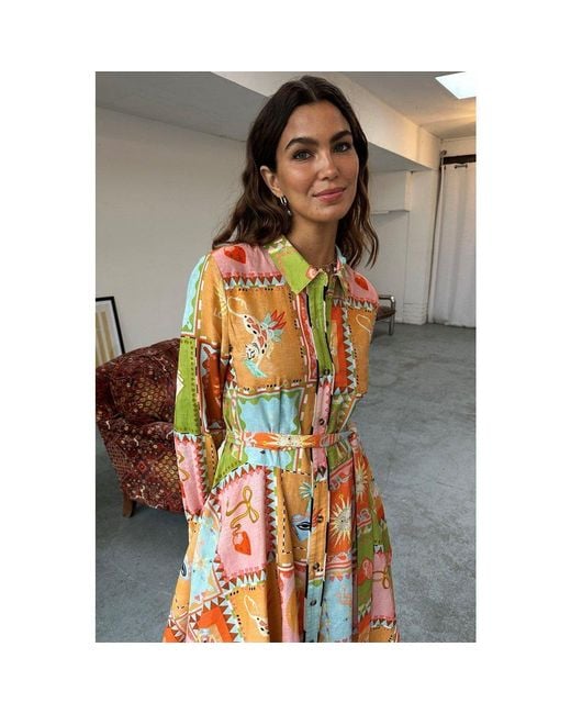 Never Fully Dressed Orange Lauren Shirt Dress