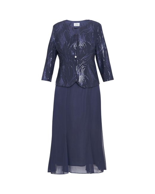 Gina Bacconi Blue Karyn Midi Firework Sequin Jacket Dress