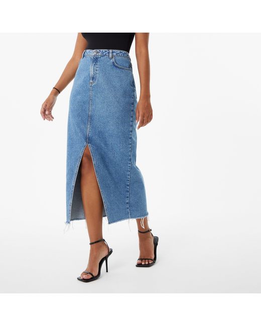 Jack Wills Blue Jw Denim Midi Skirt