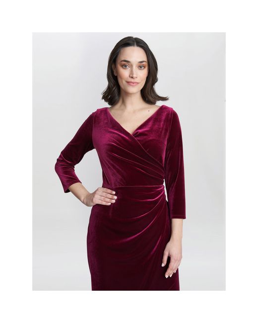 Gina Bacconi Red Zoe Velvet Wrap Dress