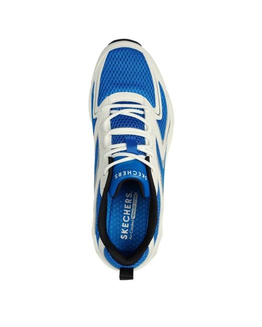 Skechers Blue Mesh Print Overlay Low-Top Trainers for men