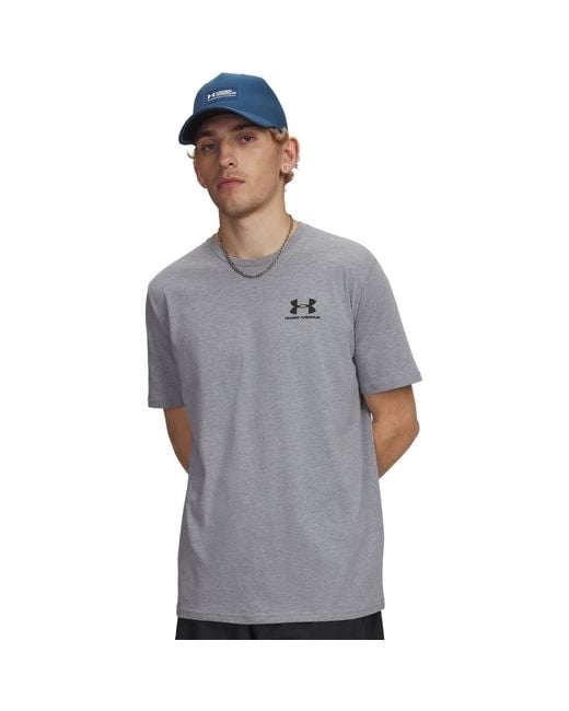 Under Armour Gray Sportstyle Left Chest Short Sleeve Super Soft T Shirt For Training And Fitness, Fast-drying T Shirt With Graphic for men