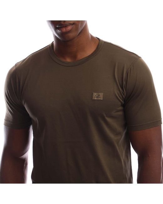 C P Company Brown 70/2 Mercerized Jersey Logo Patch T-Shirt for men