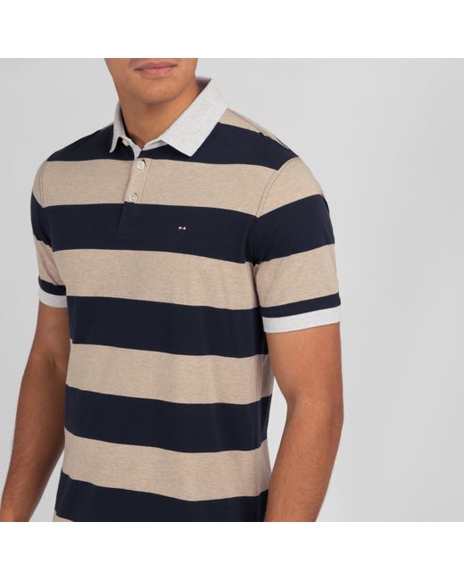 Eden Park Blue Striped Short-Sleeved Polo Shirt for men