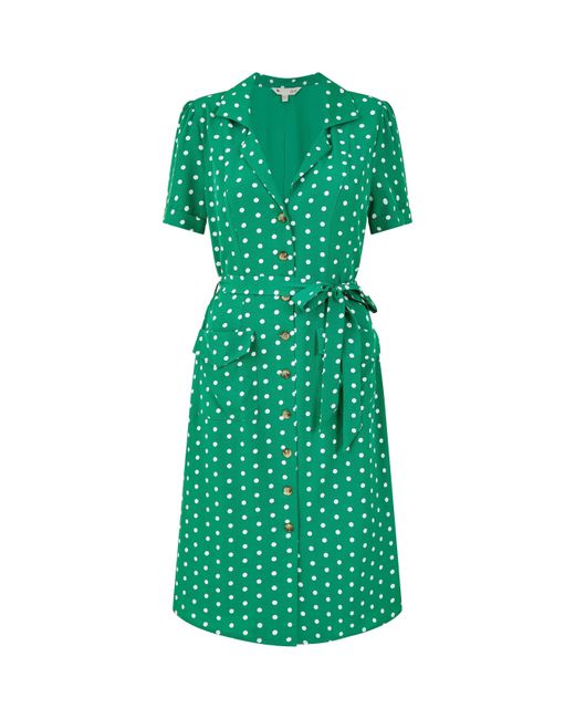 Yumi' Green Spot Retro Shirt Dress