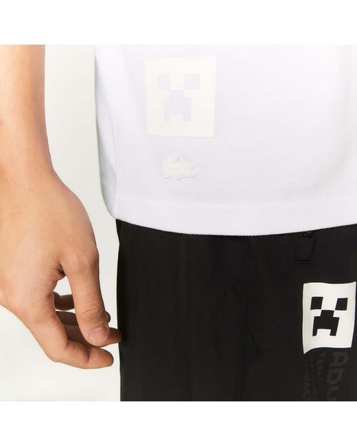 Lacoste White Live X Minecraft Polo Shirt for men
