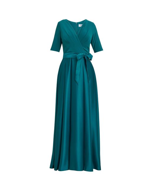 Gina Bacconi Blue Luna Satin Maxi Dress With Jersey Bodice