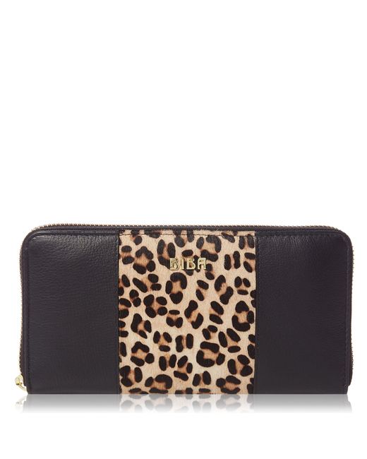 Biba Black Leather Zip Around Purse