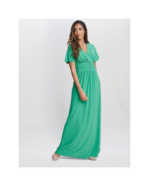 Gina Bacconi Green Elena Jersey Maxi Dress