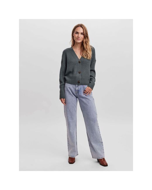 Vero Moda Green Vmlea Ls V-neck Cuff Cardigan Noos Cardigan Sweater