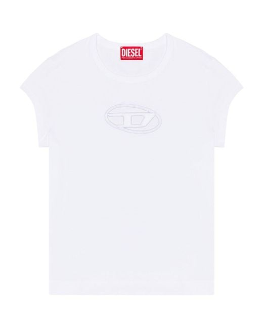 DIESEL White T-angie Oval D T-shirt