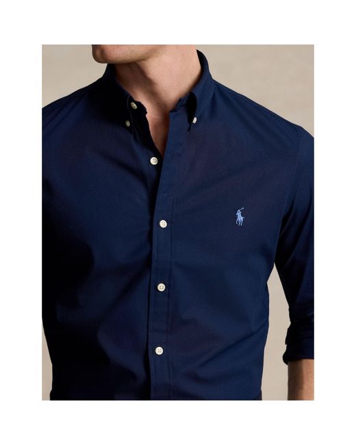 Polo Ralph Lauren Blue Slim Fit Poplin Long-Sleeve Shirt for men