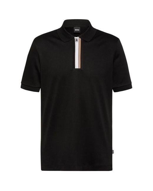 Boss S Zip Polo Shirt Black for men
