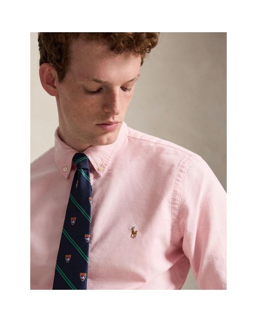Polo Ralph Lauren Pink Slim Fit Oxford Long Sleeve Shirt for men