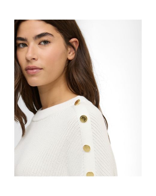 Barbour White Alexis Crew-Neck Jumper