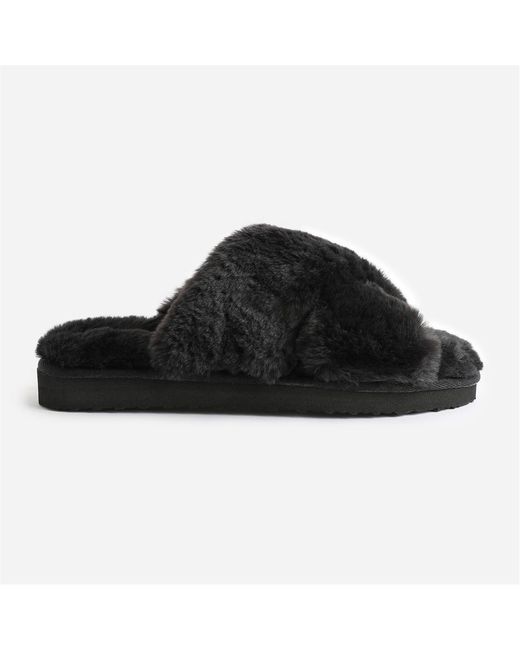 Where's That From Black Weekend Cross Over Fluffy Slippers