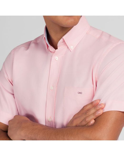 Eden Park Pink Short Sleeved Cotton Shirt for men
