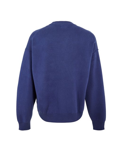 Napapijri Blue Optical Full Zip Crew Neck Jumper for men