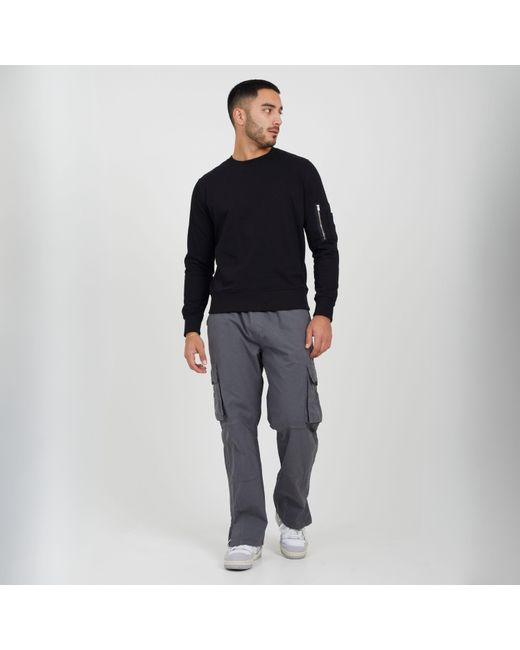 Brave Soul Gray Ripstop Cargo Trousers With Drawstring Waist for men