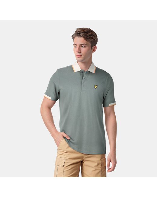 Lyle & Scott Green Retro Half Tipped Short-Sleeve Polo Shirt for men